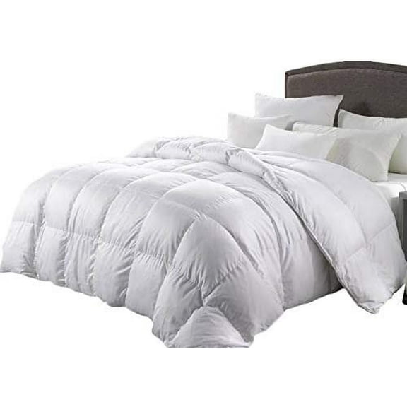Luxurious Queen Size 1200 Thread Count Goose Down Alternative Comforter, 100 Percent Egyptian Cotton, 1200 TC, 750FP, 50Oz, Solid White Down Alt Comforter