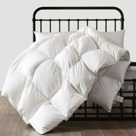 Luxurious Queen Size Down Fibers Comforter  Ultra-soft All Season Duvet Insert Fluffy Hotel Collection With 8 Ties(90x90 White)