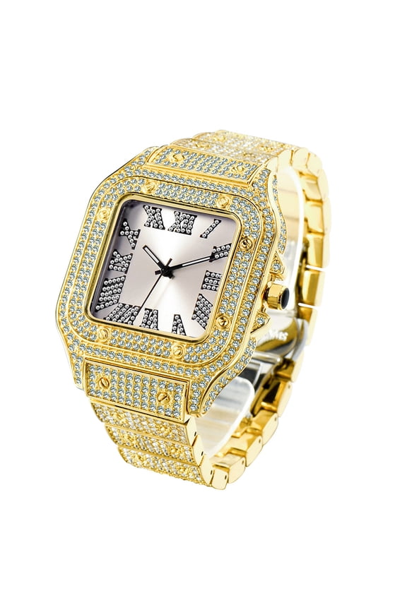 Luxurious Rhinestone Accent Analog Quartz Watch - Elegant Party Dress Watch for Men Perfect for Everyday Wear and Special Occasions