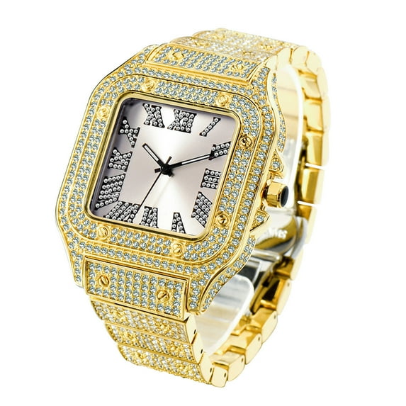 Luxurious Rhinestone Accent Analog Quartz Watch - Elegant Party Dress Watch for Men Perfect for Everyday Wear and Special Occasions