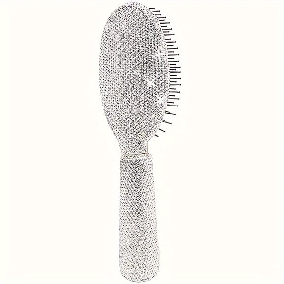 Luxurious Rhinestone Hair Comb with Non-Slip Grip - Scalp Massaging, Portable Crystal Brush for All Hair Types