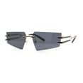 thumbnail image 1 of Luxurious Rimless Geometric Metal Frame Designer Style Sunglasses Gold Black, 1 of 4