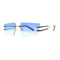 thumbnail image 1 of Luxurious Rimless Geometric Metal Frame Designer Style Sunglasses Gold Blue, 1 of 4