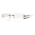 thumbnail image 1 of Luxurious Rimless Geometric Metal Frame Designer Style Sunglasses Gold Clear, 1 of 4
