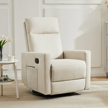 Luxurious Rocking Chair Nursery, Swivel Rocker Recliner for Ultimate Comfort in Your Nursery, Living Room, and Bedroom, Beige