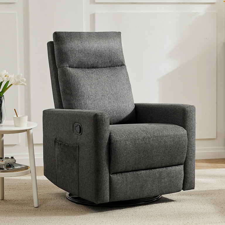 ZUNMOS Luxurious Gray Rocking Glider Recliner, Swivel Rocker
