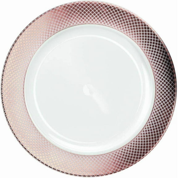 Luxurious Rose Gold Round Charger Plate - 12" (Pack of 10) - Premium Heavy Weight Plastic Tableware - Elegant and Durable Design for All Occasions