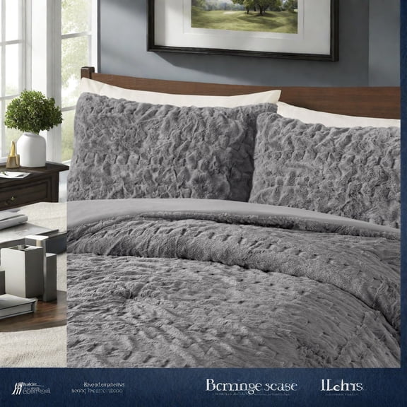Luxurious Ruched Faux Fur Bedding Sets King/Cal King AllSeason Comfort