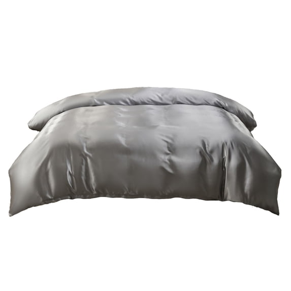 Luxurious Satin Duvet Cover with Zip Closure - Easy Care, Soft Silk-Look Bedding, Stain & Fade Resistant, Wrinkle-Free, Hotel-Quality Comfort,Gray