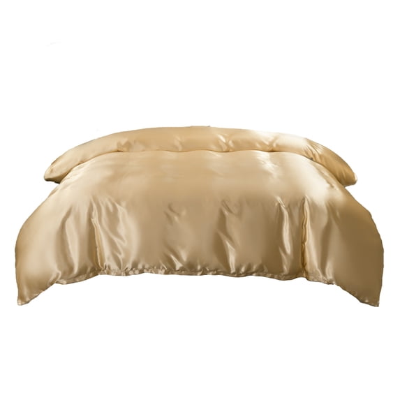 Luxurious Satin Duvet Cover with Zippers – Easy Care, Wrinkle-Resistant, Cool in Summer & Warm in Winter, Soft and Body-Friendly Bedding,Champagne