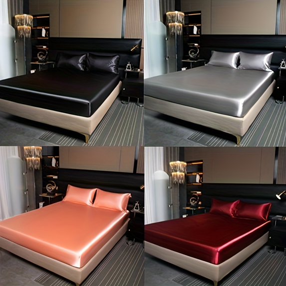 Luxurious Satin Fitted Sheet Set – Soft, Stain-Resistant and Easy-Care Bedding, Perfect for Bedrooms and Hotels