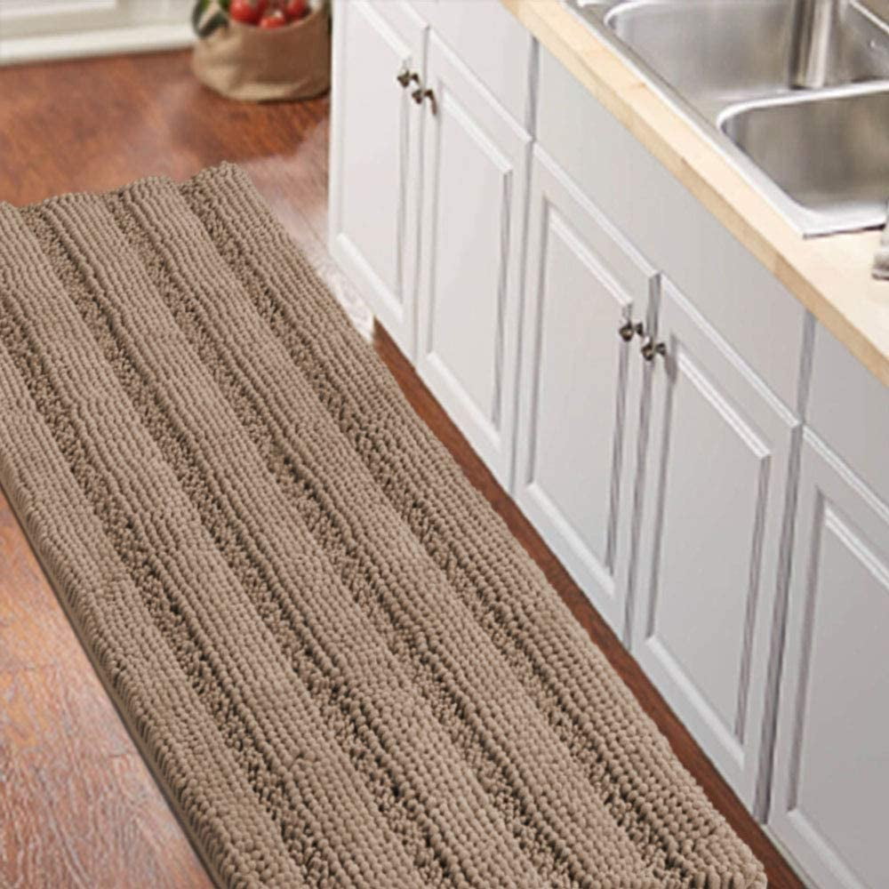 Walensee Bathroom Rug Non Slip Bath Mat (32x20 Inch Taupe) Water Absorbent  Super Soft Shaggy Chenille Machine Washable Dry Extra Thick Perfect