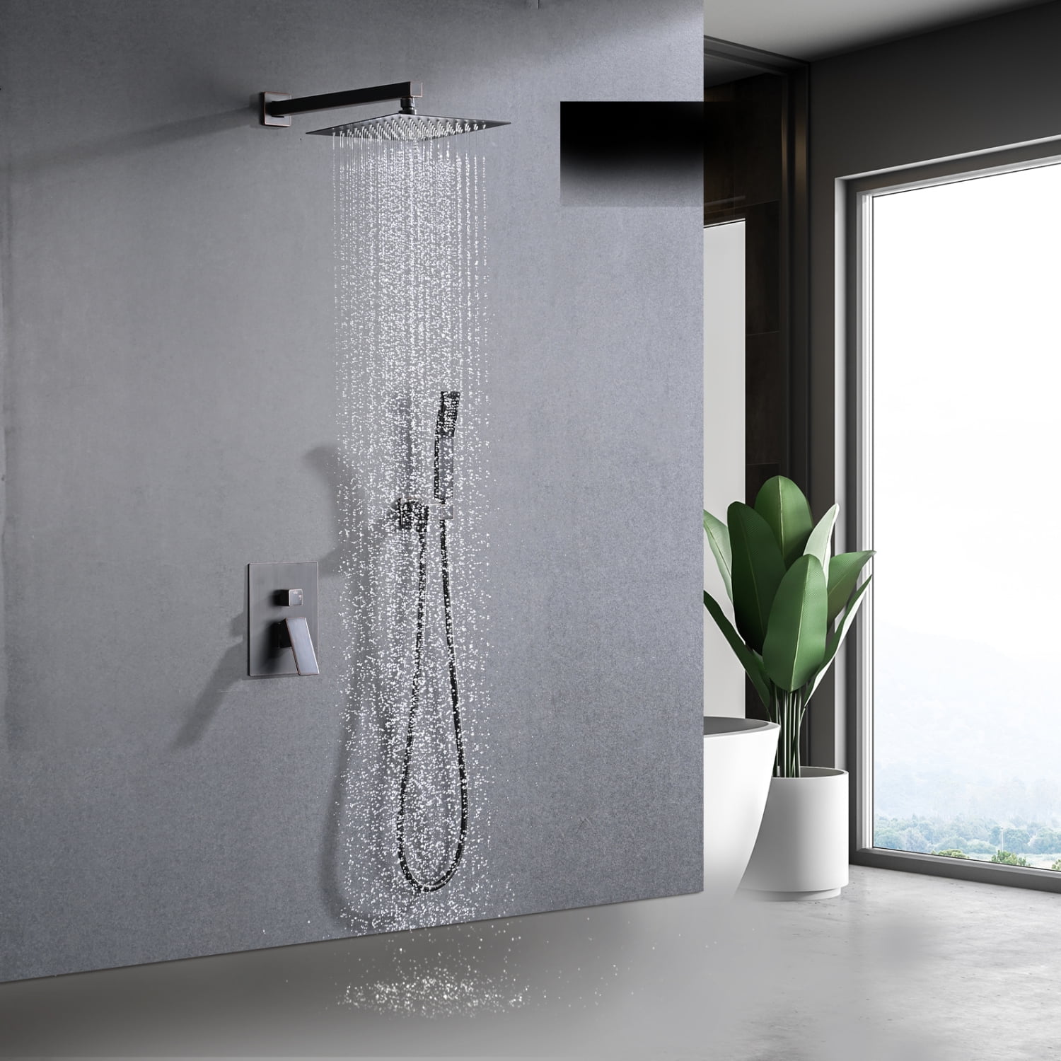 Luxurious Shower System Combo Set with Wall Mounted 10” Rainfall Shower