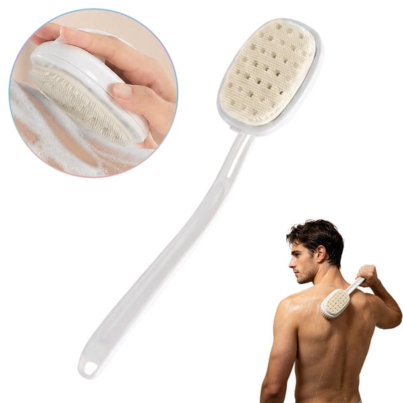Luxurious Silicone Back Scrubber with Integrated Soap Dispenser, Ergonomic Detachable Curved Handle for Effortless Reach, Quick-Drying Hygienic Material Prevents Bacteria Build-Up, Beige, By Harlik