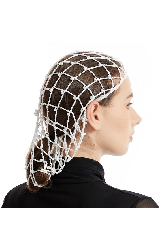 Luxurious Silk Crochet Women Hair Net Hat with Artificial Pearls for Various Outfit Ethnic Snood Turban Hat for Daily