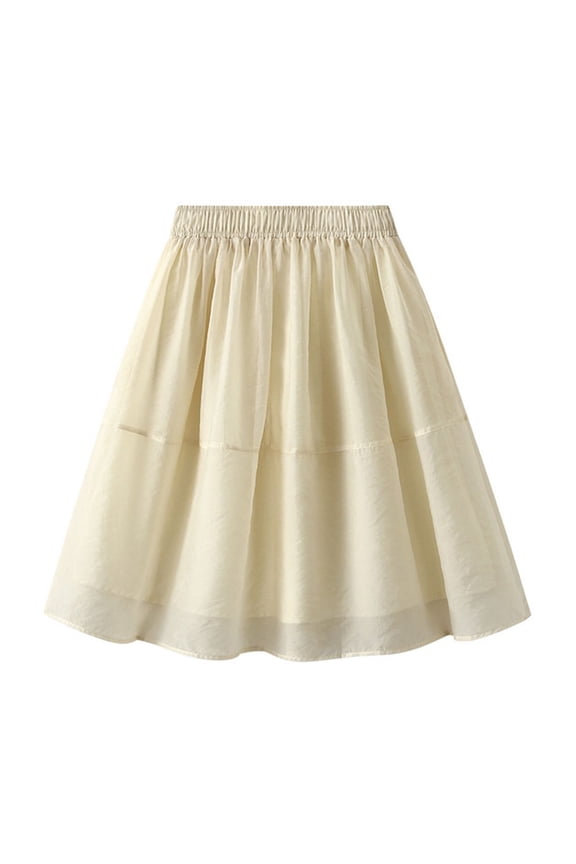 Luxurious Smooth Loose Practical Fashion Ensembles for Women Women's Summer Solid Color Silk Slippery Split High Waist Ding Satin Face Skirt Women's Comfortable Summer Breathable Skirts