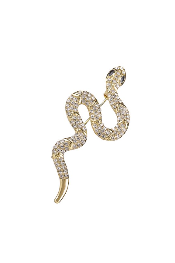 Luxurious Snake Shaped Brooch Trendy Snake Shape Brooch Pin in Metal with Rhinestones Accent for Women