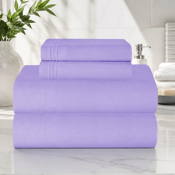 Luxurious Soft 1500 Thread Count Premier Hotel Quality 4-Piece Bed Sheet Set, Wrinkle & Fade Resistant, Deep Pocket up to 16", Full Size, Lavender