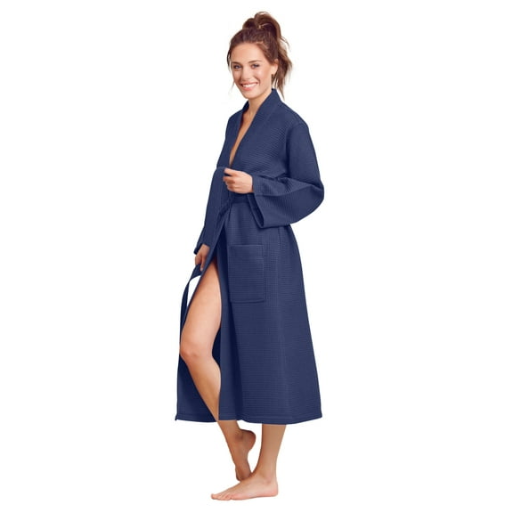 Luxurious Soft Absorbent Lightweight Long Kimono Waffle Spa Bathrobe for Women