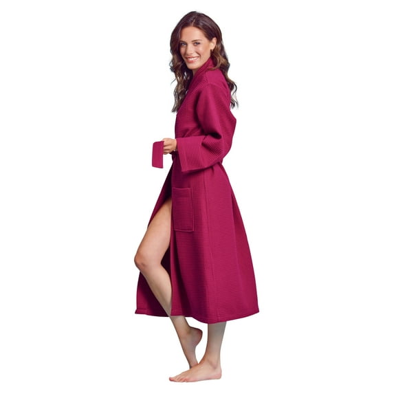 Luxurious Soft Absorbent Lightweight Long Kimono Waffle Spa Bathrobe for Women