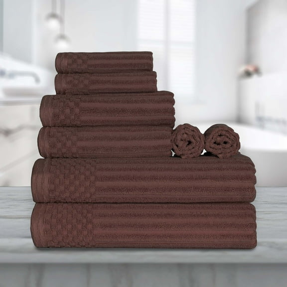 Luxurious Soft Cotton 8-Piece Towel Set, Java by Blue Nile Mills