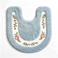 thumbnail image 1 of Luxurious Soft Floral Non-Slip Toilet Contour Rug, Contour Bath Rug, Soft Shaggy U-Shaped Toilet Floor Mat for Bathroom 20-By-20 Inch, Mocha Blue, 1 of 6