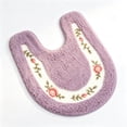 thumbnail image 1 of Luxurious Soft Floral Non-Slip Toilet Contour Rug, Contour Bath Rug, Soft Shaggy U-Shaped Toilet Floor Mat for Bathroom 20-By-20 Inch, Mocha Purple, 1 of 6