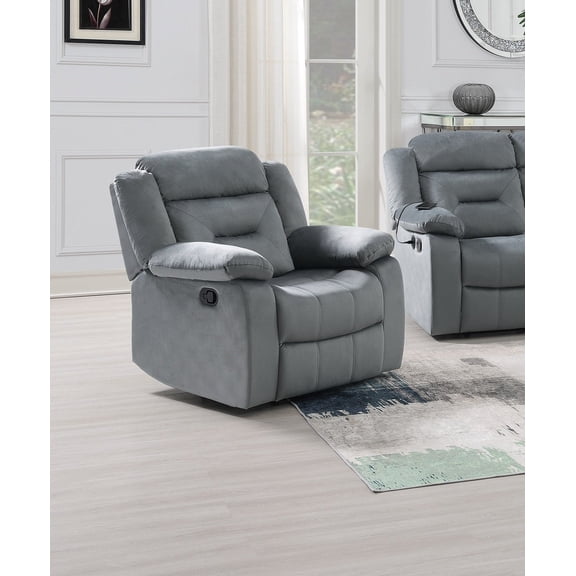 Luxurious Style Living Room 1pc Motion Reclining Chair Set Dark Gray Velvet Single Recliner