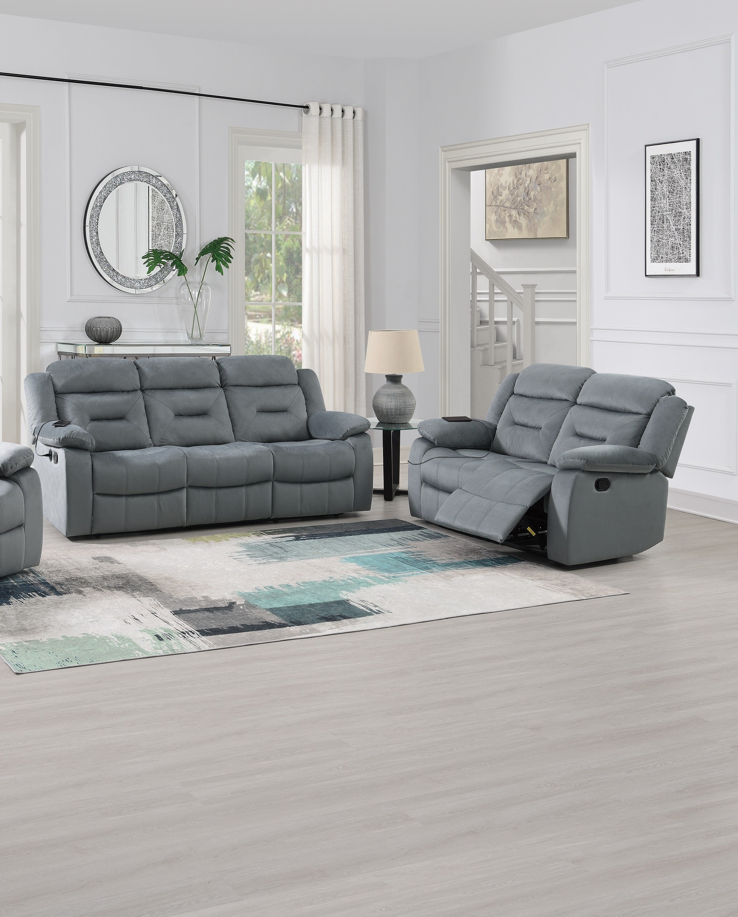 Luxurious Style Living Room 2pc Motion Reclining Sofa Loveseat Set Dark ...