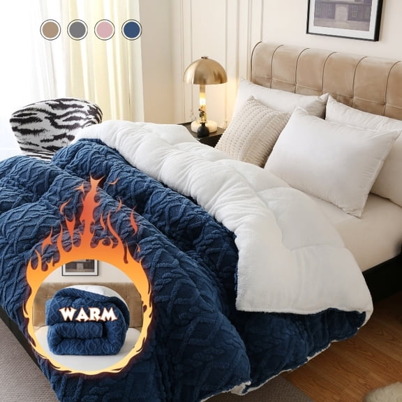 Luxurious Taffeta Comforter Extra Thick And Soft Blue Queen(88"*88")