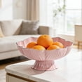 thumbnail image 1 of Luxurious Tall-Legged Fruit Bowl - Elegant Petal-Edge Design, Multi-Functional, Durable Food-Safe PET Plastic for Living Room, Coffee Table, and Snack Display Pink, 1 of 6