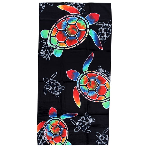 Luxurious - Turtle Tie Dye - 100% Cotton Velour Beach Towel – Soft, Absorbent, and Stylish!