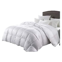 Luxurious Twin/TwinXL Size, 1200 Thread Count Goose Down Comforter Solid White, 100% Egyptian Cotton, 750FP, 50Oz