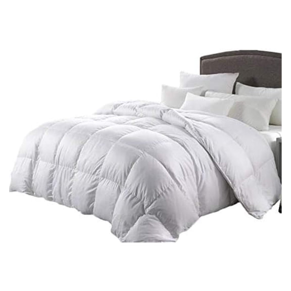 Luxurious Twin/TwinXL Size, 1200 Thread Count Goose Down Comforter Solid White, 100% Egyptian Cotton, 750FP, 50Oz