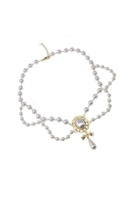 Luxurious Two Layer Resin Pearls Collar Necklace Vintage French Courts Neck Jewelry Perfect For Dresses Weddings Gala