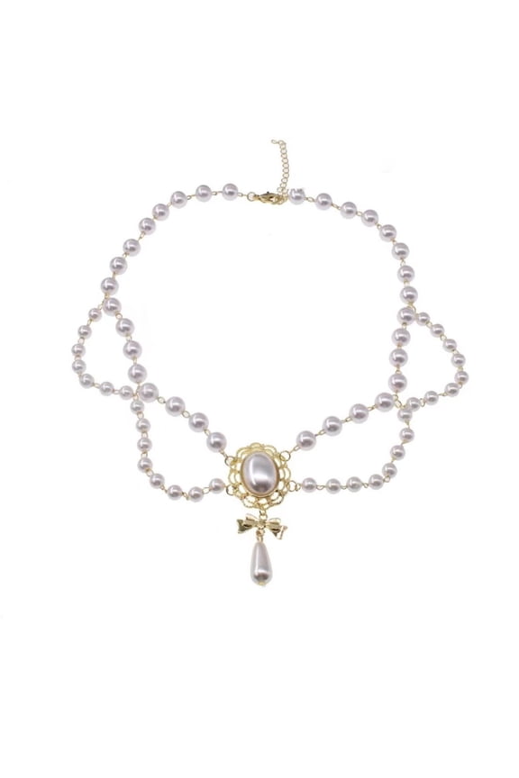 Luxurious Two Layer Resin Pearls Collar Necklace Vintage French Courts Neck Jewelry Perfect For Dresses Weddings Gala