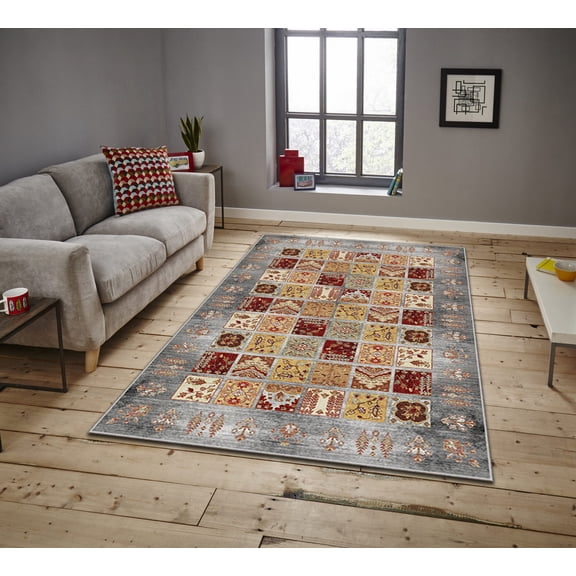 Luxurious Velvet Area Rug, 2.6 x 4.6 Feet, 100% Polyester, 740 g/m | Non-Slip Felt Dot Underside, Laminated Sponge for Comfort | Easy Machine Washable | Modern Digital Print Design,