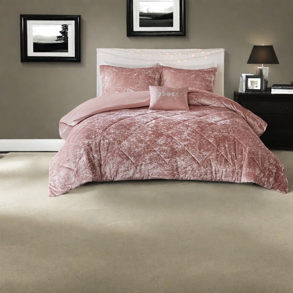 Luxurious Velvet Bedding Sets Blush Quilted Polyester Modern Glam Design for Home