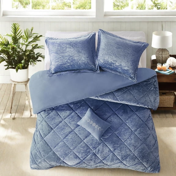 Luxurious Velvet Bedding Sets Crushed Polyester Modern Diamond Quilted Design for Bedroom Comfort