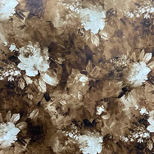 Luxurious Velvet Fabric Floral Design Digital Printed Upholstery Material for Sofa Dinning Chairs Cushion Cover & Craft - Width 54 inches - Fabric by The Yard - Brown$$Art & Craft