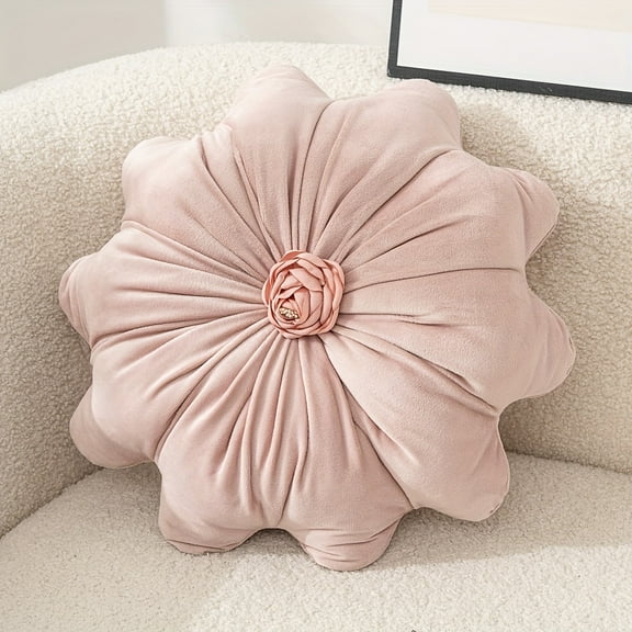 Luxurious Velvet Flower-Shaped Throw Pillow with Pillow Core - Elegant Round Cushion for Sofa, Bed, Living Room Decor, Christmas Home Decoration, Hand Wash Only, Perfect Gift for Family
