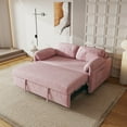 thumbnail image 1 of Luxurious Velvet Retractable Sofa Bed, Comfortable Soft Padded Folding Ear Armrests, Pink, 1 of 5