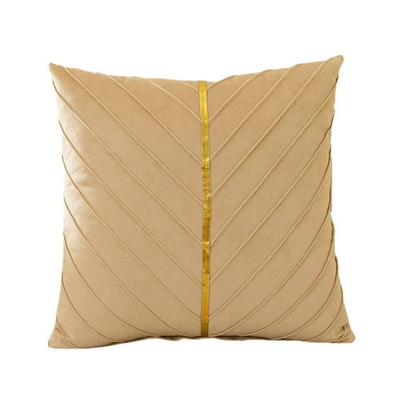 Luxurious Velvet Throw Pillow Cover 45x45cm - With Gold Leather Accent, Elegant Decor for Sofa, Bed & Living Room