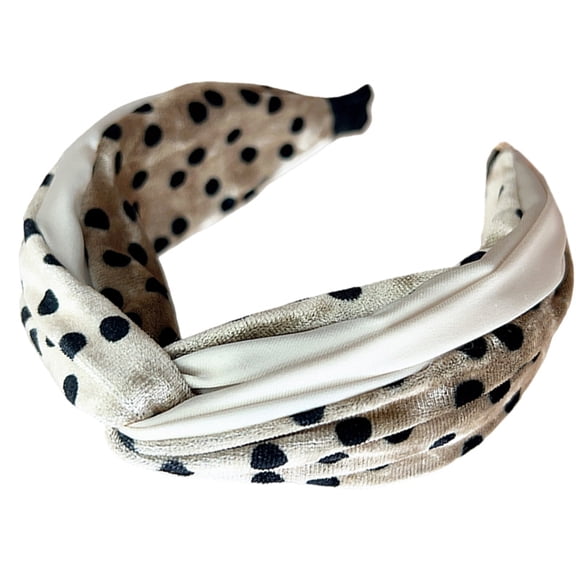 Luxurious Velvets Hairband Wide Elastic Band Dots Pattern Stable For Active Lifestyle