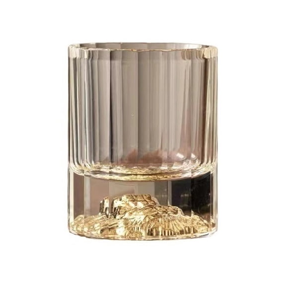 Luxurious Vertical Stripes Whiskey Glasses, 3D Lion Head Relief Thick Bottom Old Fashioned Glasses, 150ML