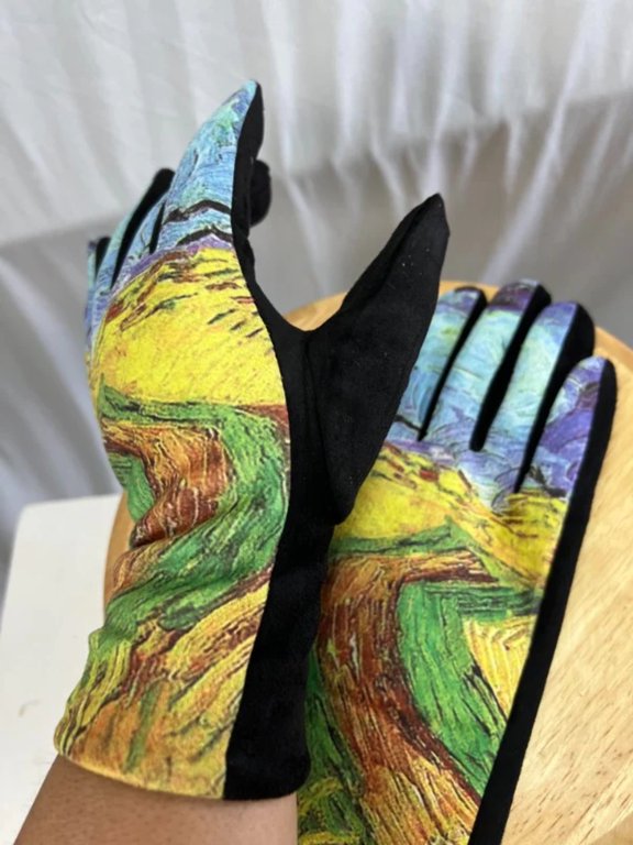 Luxurious Vibrant Brushstroke Pattern Gloves for Elegant Fashion Statement | Perfect for Daily Elegance|SOL24A127