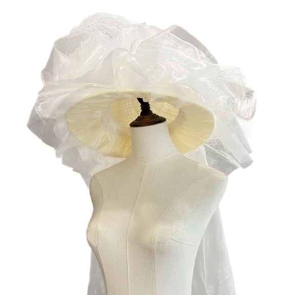 Luxurious Victorian Hat Wedding Long Veil Tulle Suitable For Bride's Hairstyle