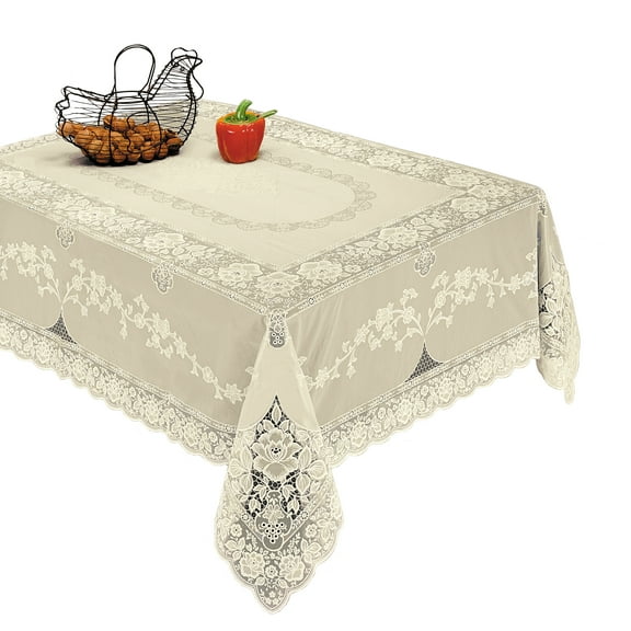 Luxurious Vinyl Lace Embossed Floral Design Tablecloths