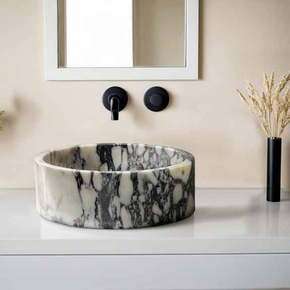Luxurious Viola Marble Vessel Sink with Unique Violet & White Veining