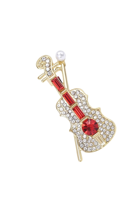 Luxurious Violin Studded Brooch Pin Collar Jewelry for Music Lover Formal Music Event Clothing Accessories Lapel Pin